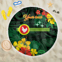 American Samoa Manu'atele Personalized Beach Blanket Manua Island Hibiscus Flowers