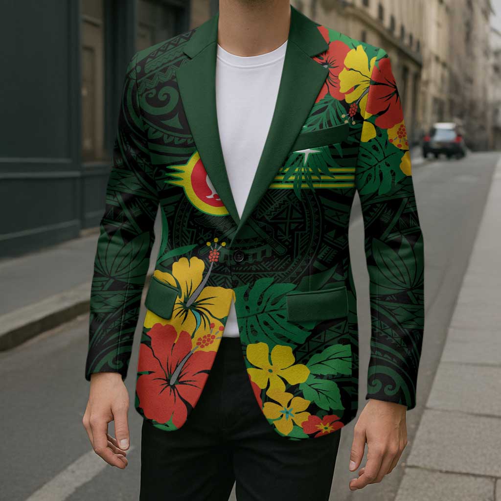 American Samoa Manu'atele Personalized Blazer Manua Island Hibiscus Flowers - Polynesian Pride