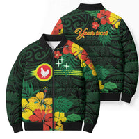 American Samoa Manu'atele Personalized Bomber Puffer Jacket Manua Island Hibiscus Flowers - Polynesian Pride