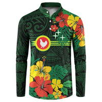 American Samoa Manu'atele Personalized Button Sweatshirt Manua Island Hibiscus Flowers