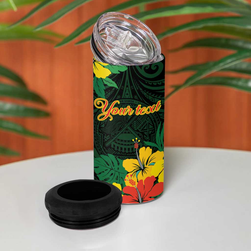 American Samoa Manu'atele Personalized 4 in 1 Can Cooler Tumbler Manua Island Hibiscus Flowers