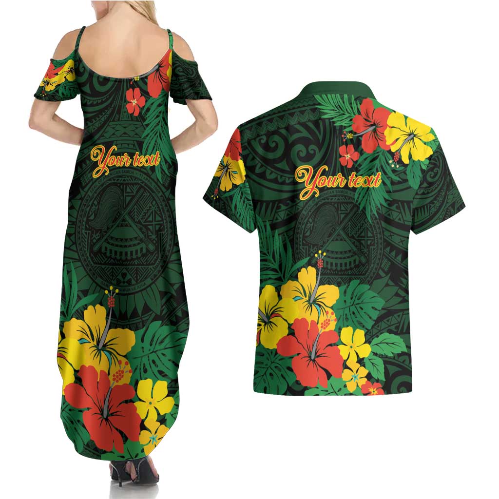American Samoa Manu'atele Personalized Couples Matching Summer Maxi Dress and Hawaiian Shirt Manua Island Hibiscus Flowers