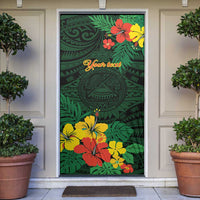 American Samoa Manu'atele Personalized Door Cover Manua Island Hibiscus Flowers - Polynesian Pride