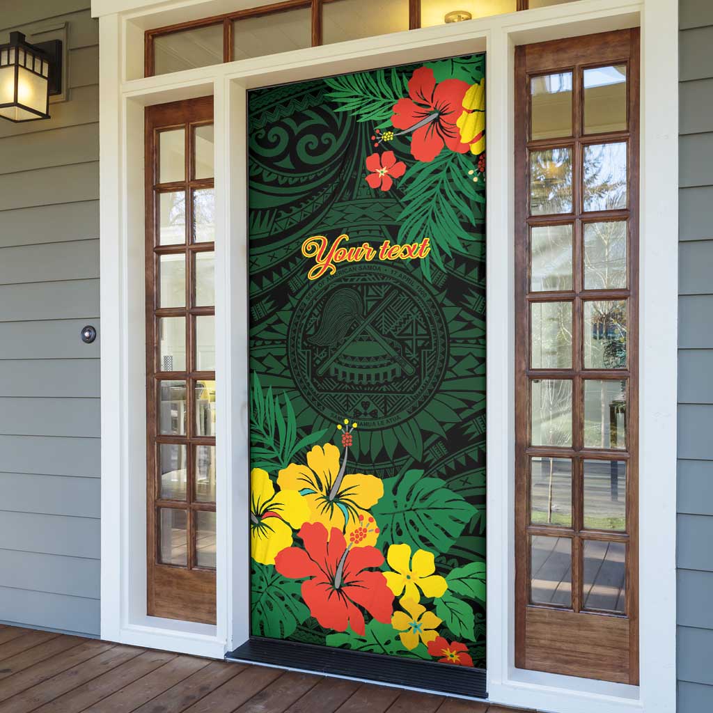 American Samoa Manu'atele Personalized Door Cover Manua Island Hibiscus Flowers - Polynesian Pride