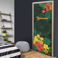 American Samoa Manu'atele Personalized Door Cover Manua Island Hibiscus Flowers - Polynesian Pride