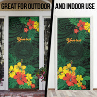 American Samoa Manu'atele Personalized Door Cover Manua Island Hibiscus Flowers - Polynesian Pride