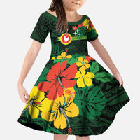 American Samoa Manu'atele Personalized Family Matching Off The Shoulder Long Sleeve Dress and Hawaiian Shirt Manua Island Hibiscus Flowers