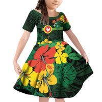 American Samoa Manu'atele Personalized Family Matching Off Shoulder Short Dress and Hawaiian Shirt Manua Island Hibiscus Flowers