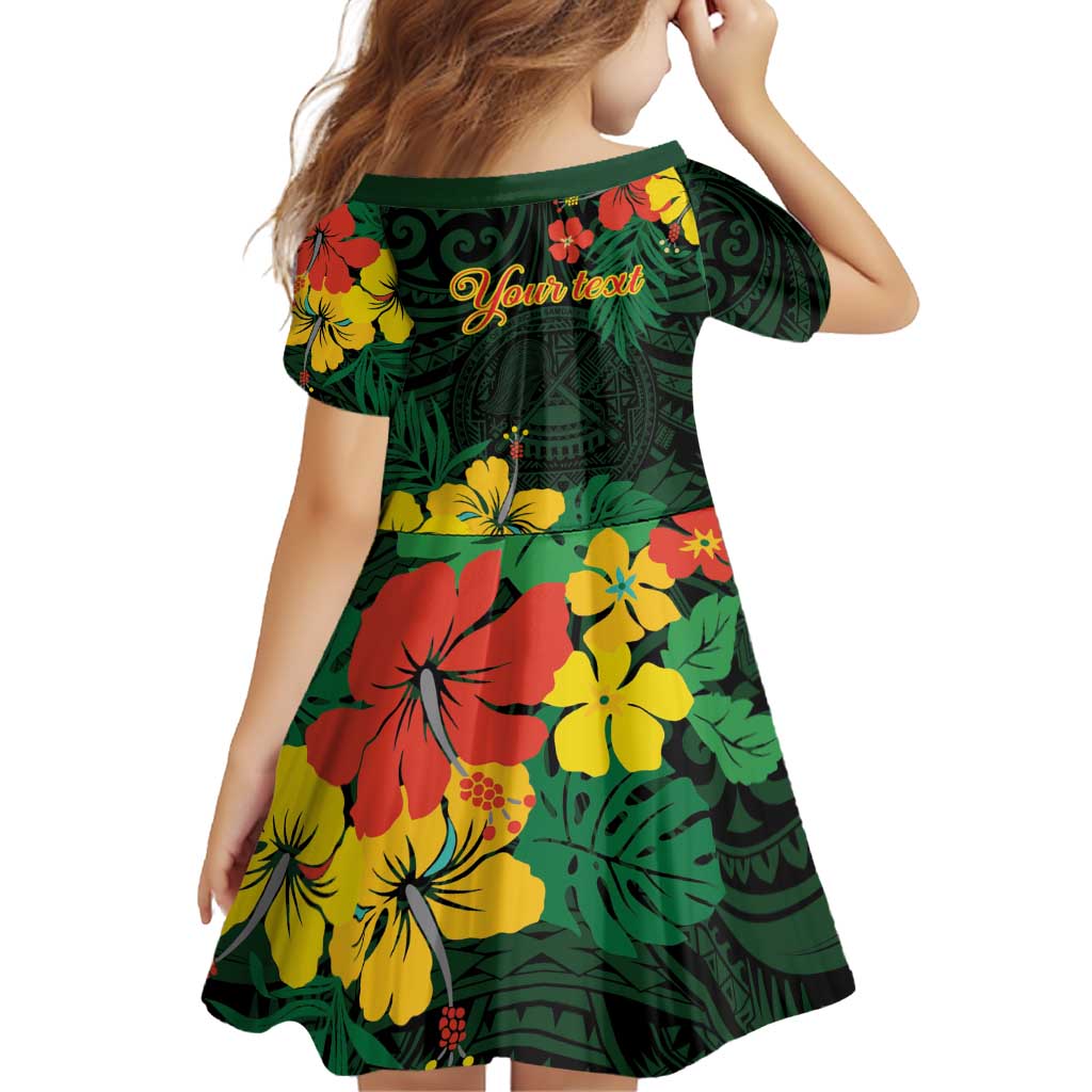 American Samoa Manu'atele Personalized Family Matching Off Shoulder Short Dress and Hawaiian Shirt Manua Island Hibiscus Flowers