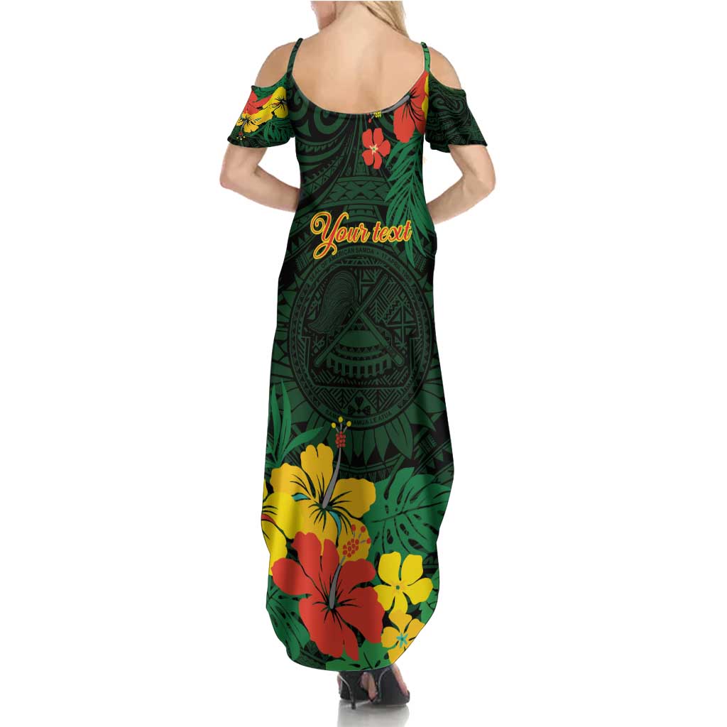 American Samoa Manu'atele Personalized Family Matching Summer Maxi Dress and Hawaiian Shirt Manua Island Hibiscus Flowers