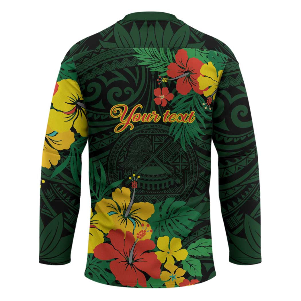 American Samoa Manu'atele Personalized Hockey Jersey Manua Island Hibiscus Flowers - Polynesian Pride
