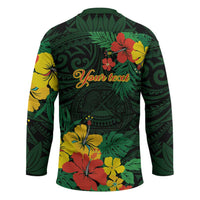 American Samoa Manu'atele Personalized Hockey Jersey Manua Island Hibiscus Flowers - Polynesian Pride