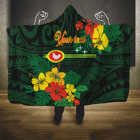 American Samoa Manu'atele Personalized Hooded Blanket Manua Island Hibiscus Flowers