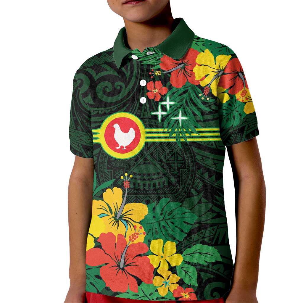 American Samoa Manu'atele Personalized Kid Polo Shirt Manua Island Hibiscus Flowers