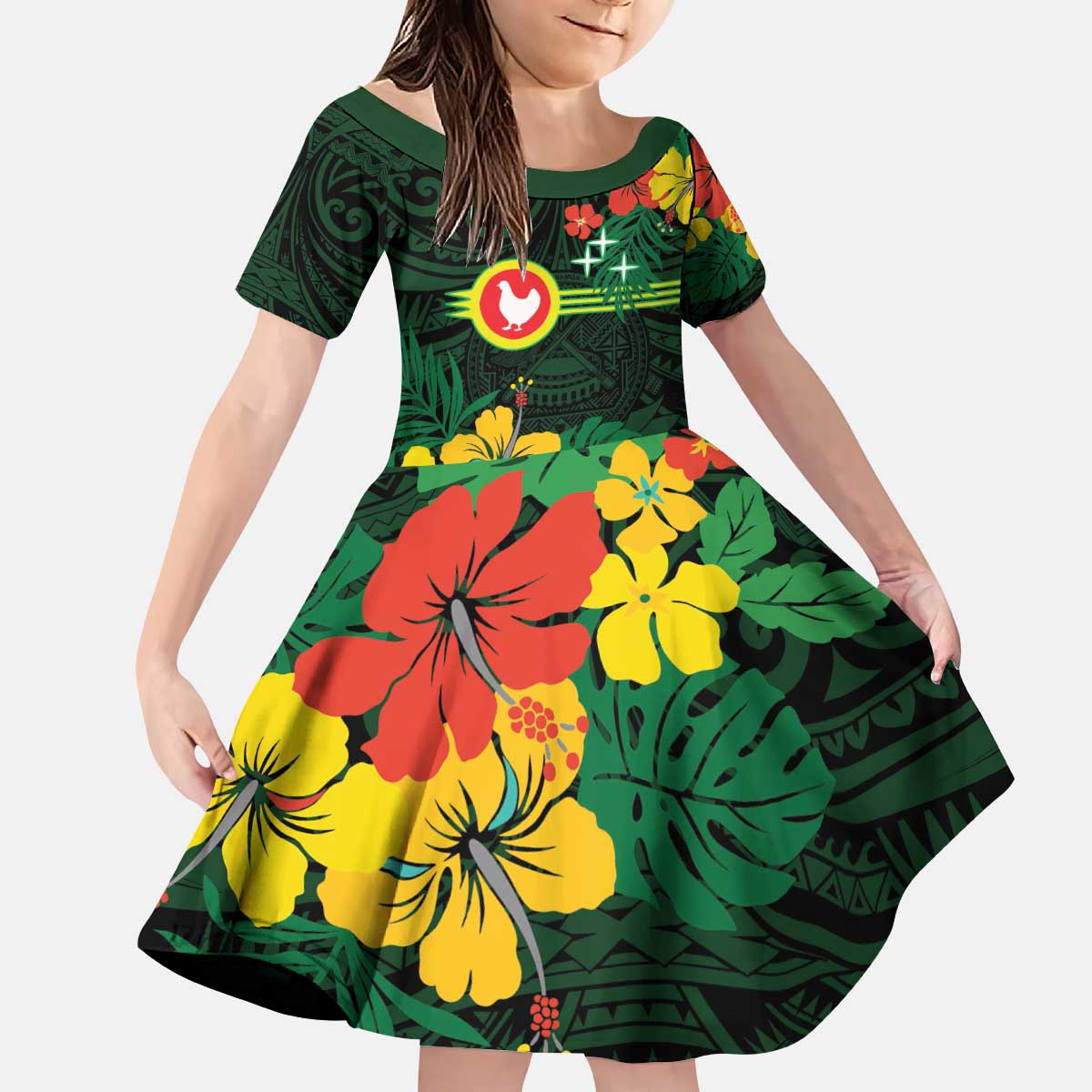 American Samoa Manu'atele Personalized Kid Short Sleeve Dress Manua Island Hibiscus Flowers