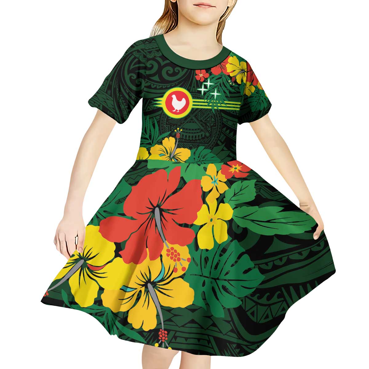 American Samoa Manu'atele Personalized Kid Short Sleeve Dress Manua Island Hibiscus Flowers