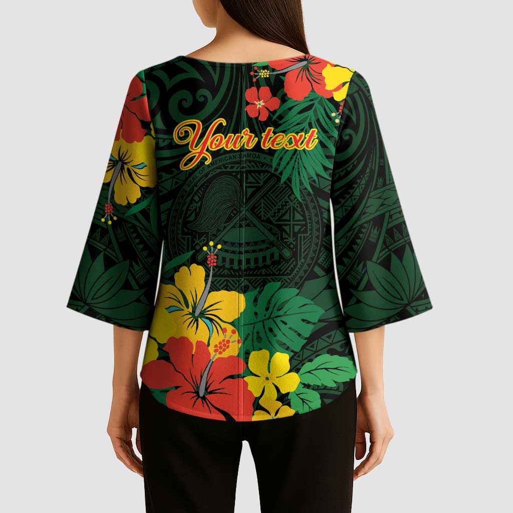 American Samoa Manu'atele Personalized Kimono Sleeve Blouse Manua Island Hibiscus Flowers - Polynesian Pride