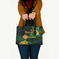 American Samoa Manu'atele Personalized Leather Bag Manua Island Hibiscus Flowers - Polynesian Pride