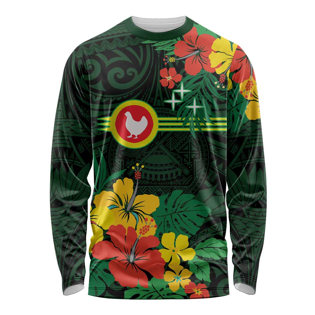 American Samoa Manu'atele Personalized Long Sleeve Shirt Manua Island Hibiscus Flowers