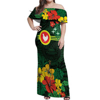 American Samoa Manu'atele Personalized Off Shoulder Maxi Dress Manua Island Hibiscus Flowers