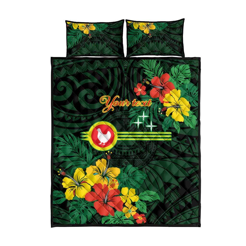 American Samoa Manu'atele Personalized Quilt Bed Set Manua Island Hibiscus Flowers