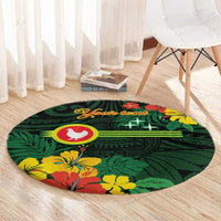 American Samoa Manu'atele Personalized Round Carpet Manua Island Hibiscus Flowers