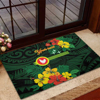 American Samoa Manu'atele Personalized Rubber Doormat Manua Island Hibiscus Flowers