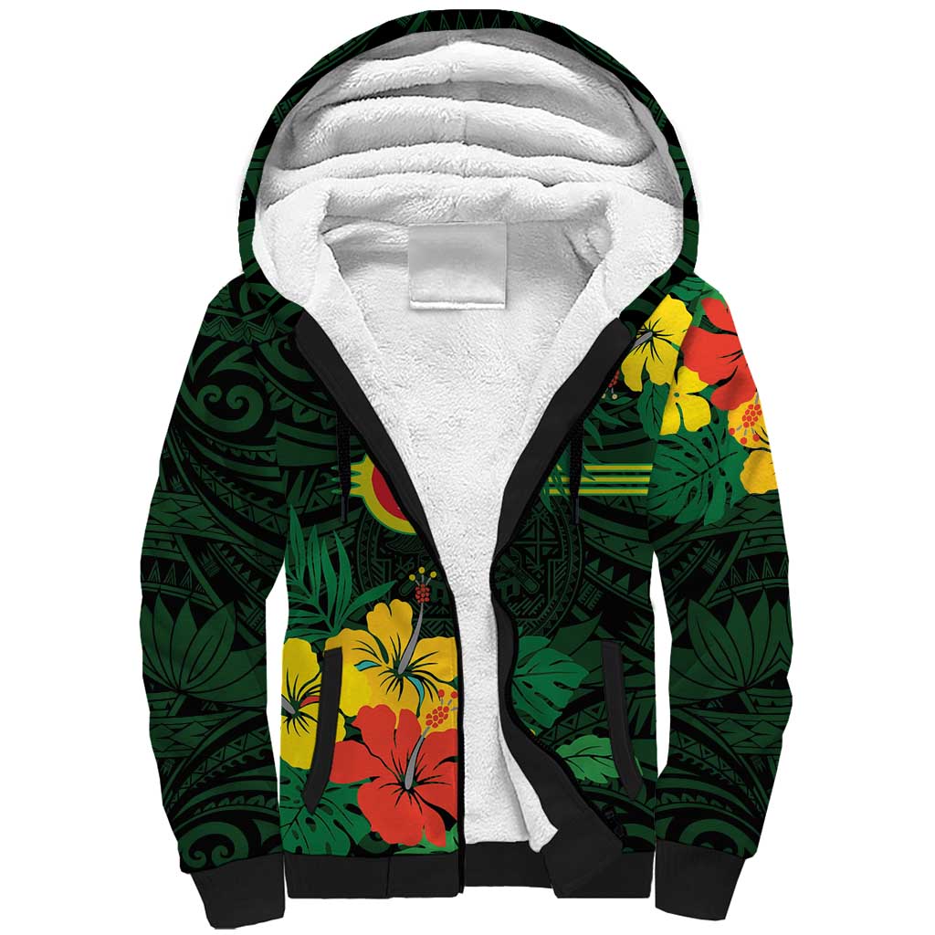 American Samoa Manu'atele Personalized Sherpa Hoodie Manua Island Hibiscus Flowers