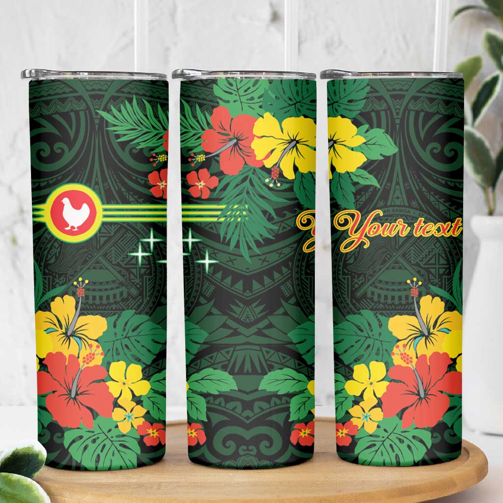 American Samoa Manu'atele Personalized Skinny Tumbler Manua Island Hibiscus Flowers
