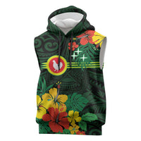 American Samoa Manu'atele Personalized Sleeveless Hoodie Manua Island Hibiscus Flowers - Polynesian Pride