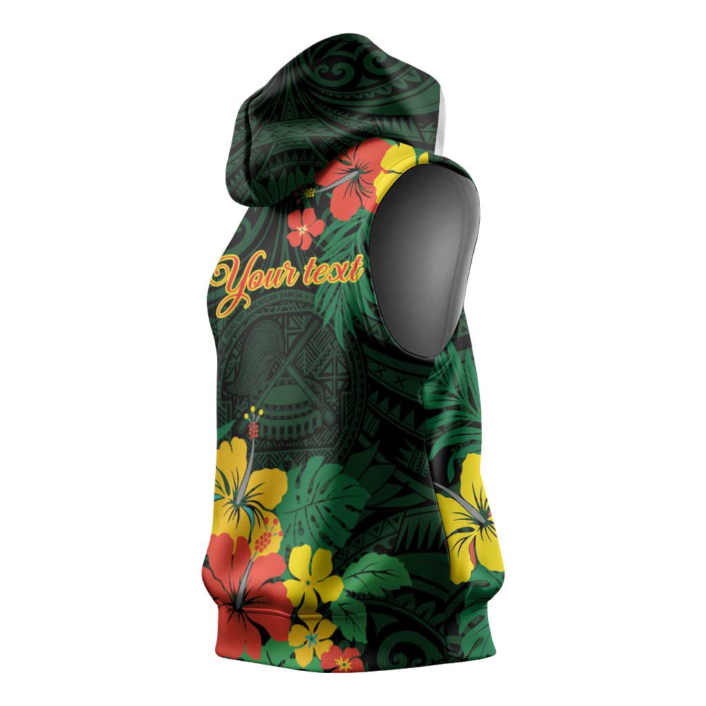American Samoa Manu'atele Personalized Sleeveless Hoodie Manua Island Hibiscus Flowers - Polynesian Pride