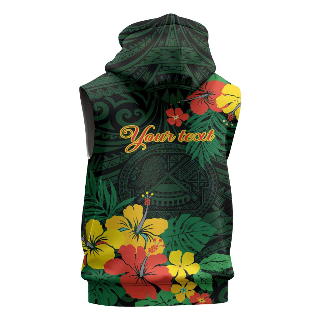 American Samoa Manu'atele Personalized Sleeveless Zip Hoodie Manua Island Hibiscus Flowers - Polynesian Pride