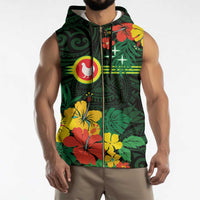 American Samoa Manu'atele Personalized Sleeveless Zip Hoodie Manua Island Hibiscus Flowers - Polynesian Pride