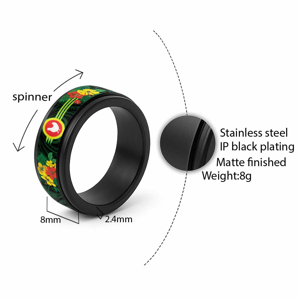 American Samoa Manu'atele Spinner Ring Manua Island Hibiscus Flowers - Polynesian Pride