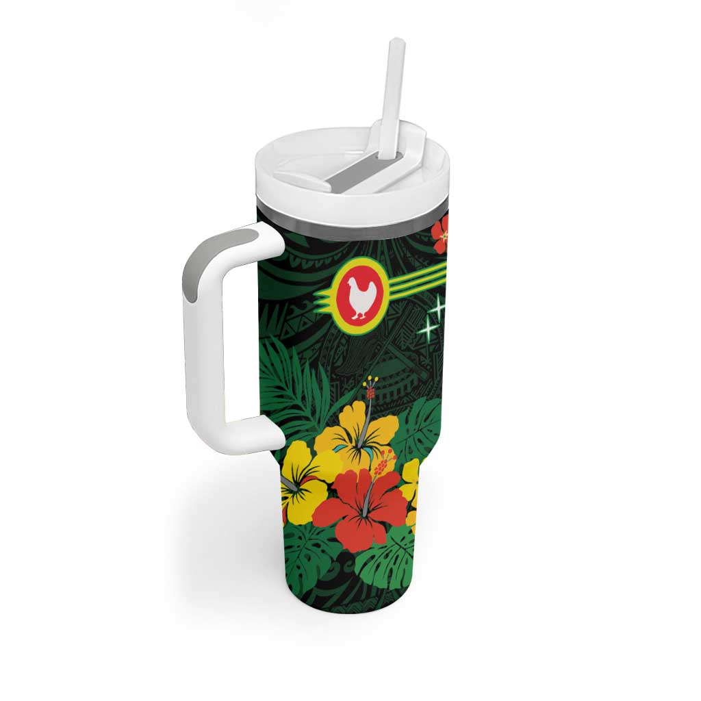 American Samoa Manu'atele Personalized Tumbler With Handle Manua Island Hibiscus Flowers