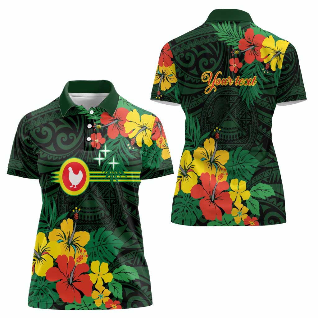 American Samoa Manu'atele Personalized Women Polo Shirt Manua Island Hibiscus Flowers