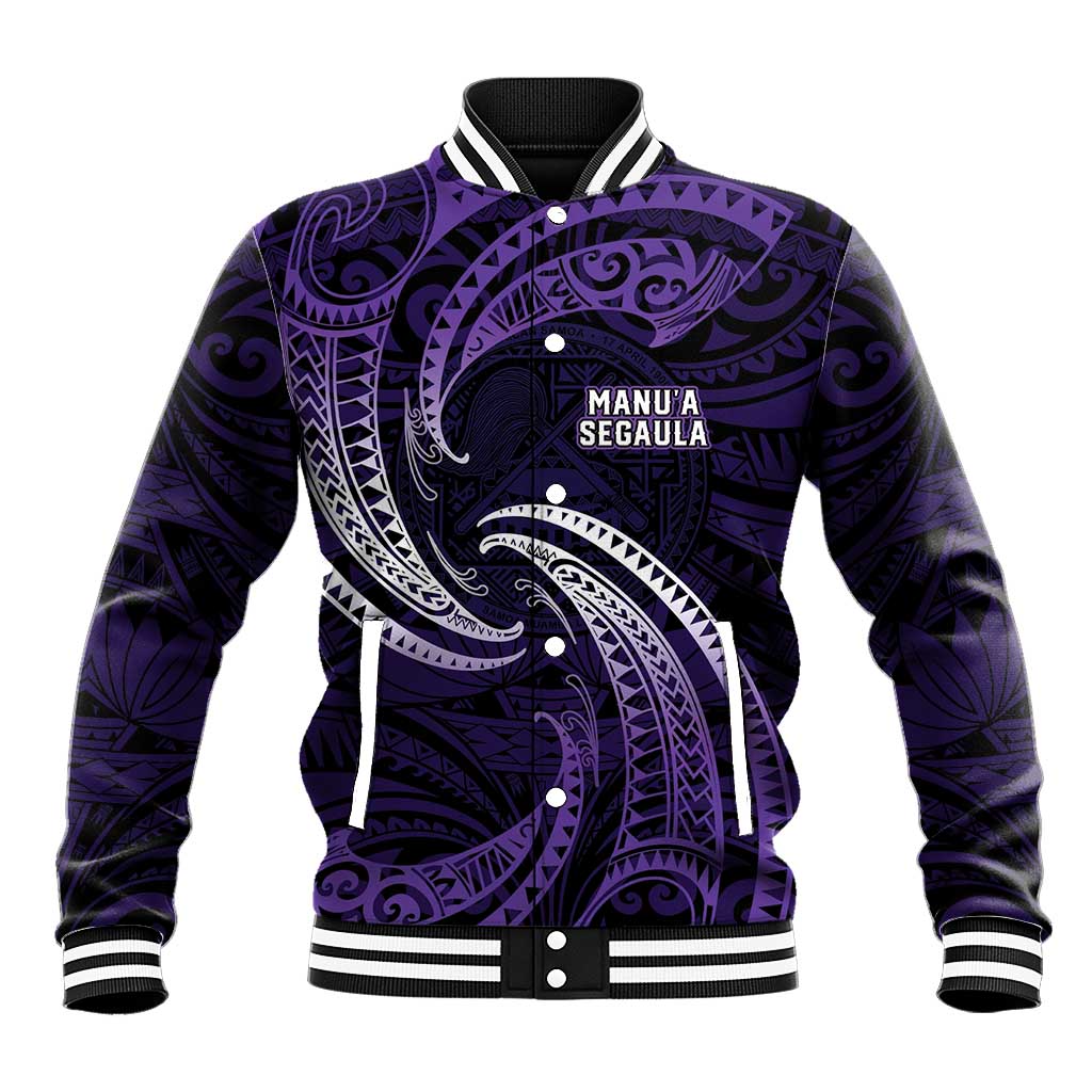Manua Segaula American Samoa High School Personalized Baseball Jacket Polynesian Wave Style