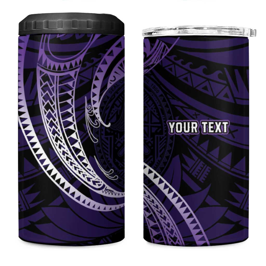 Manua Segaula American Samoa High School Personalized 4 in 1 Can Cooler Tumbler Polynesian Wave Style