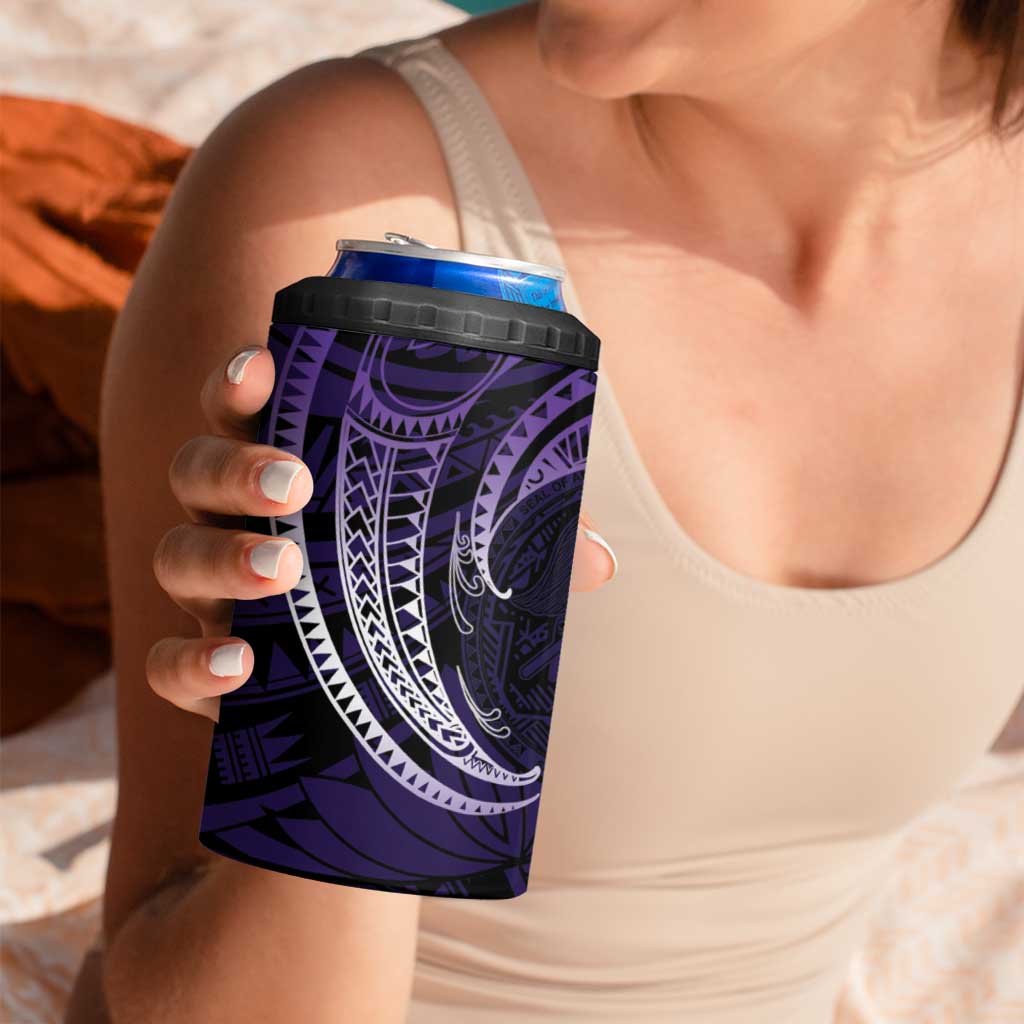 Manua Segaula American Samoa High School Personalized 4 in 1 Can Cooler Tumbler Polynesian Wave Style