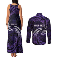 Manua Segaula American Samoa High School Personalized Couples Matching Tank Maxi Dress and Long Sleeve Button Shirt Polynesian Wave Style