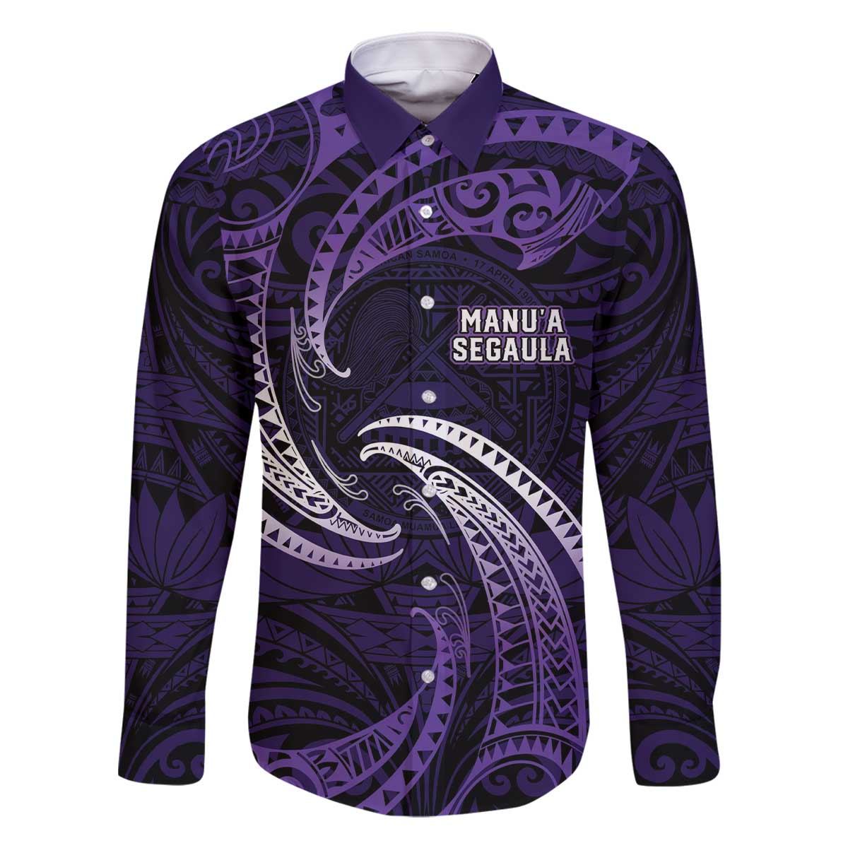 Manua Segaula American Samoa High School Personalized Family Matching Off The Shoulder Long Sleeve Dress and Hawaiian Shirt Polynesian Wave Style