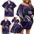 Manua Segaula American Samoa High School Personalized Family Matching Off Shoulder Short Dress and Hawaiian Shirt Polynesian Wave Style