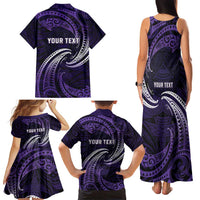 Manua Segaula American Samoa High School Personalized Family Matching Tank Maxi Dress and Hawaiian Shirt Polynesian Wave Style