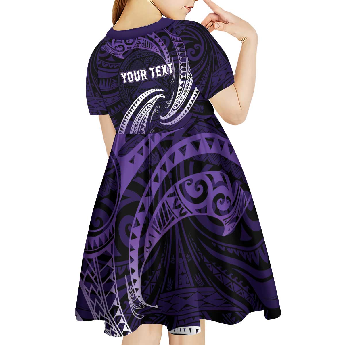 Manua Segaula American Samoa High School Personalized Kid Short Sleeve Dress Polynesian Wave Style