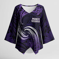 Manua Segaula American Samoa High School Personalized Kimono Sleeve Blouse Polynesian Wave Style - Polynesian Pride