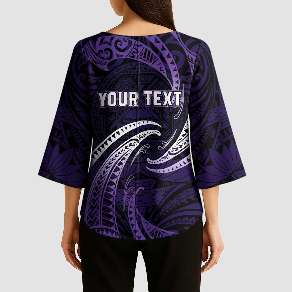 Manua Segaula American Samoa High School Personalized Kimono Sleeve Blouse Polynesian Wave Style - Polynesian Pride