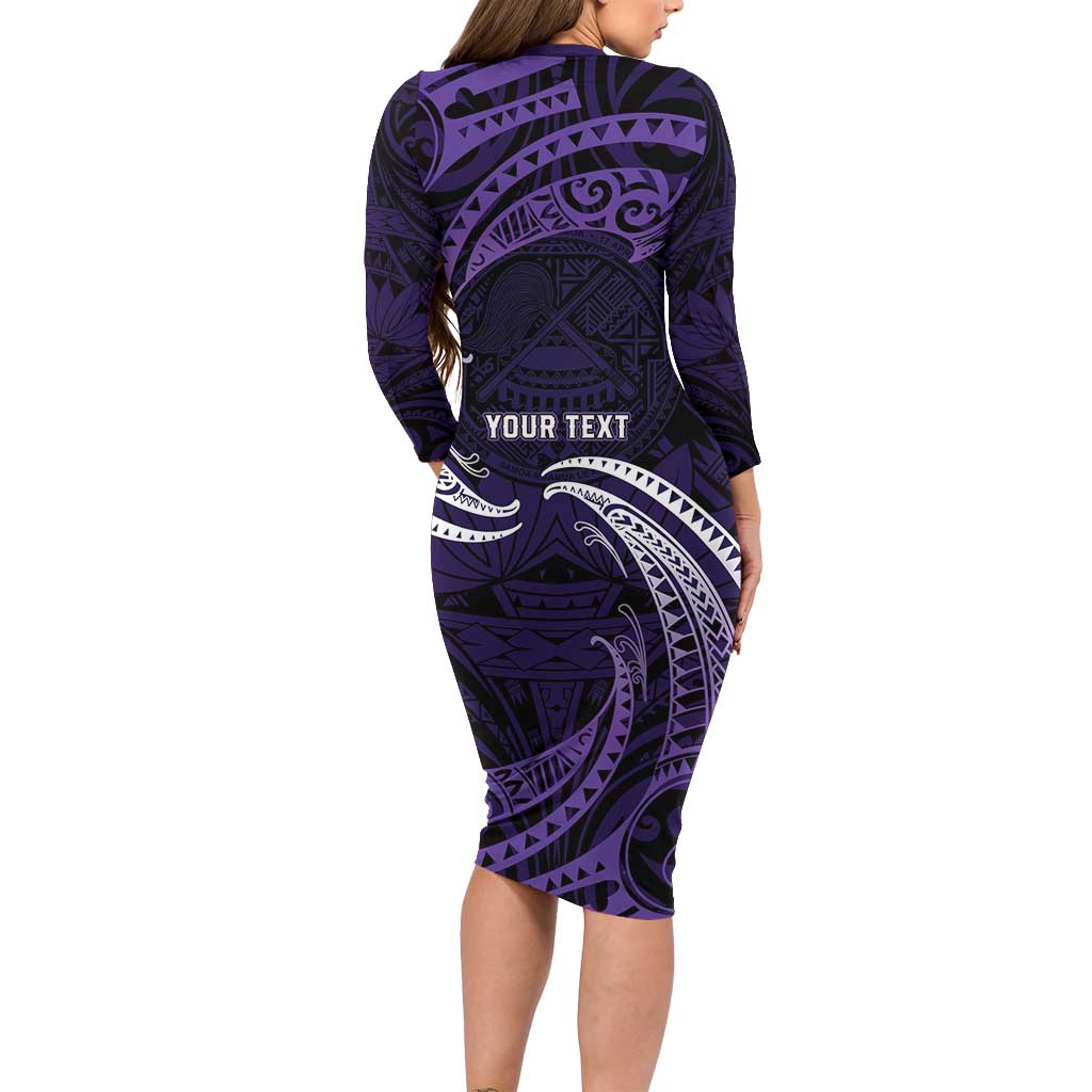 Manua Segaula American Samoa High School Personalized Long Sleeve Bodycon Dress Polynesian Wave Style