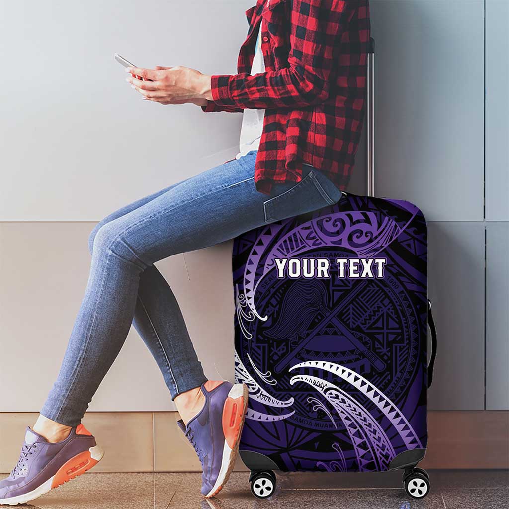 Manua Segaula American Samoa High School Personalized Luggage Cover Polynesian Wave Style