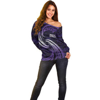 Manua Segaula American Samoa High School Personalized Off Shoulder Sweater Polynesian Wave Style