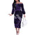 Manua Segaula American Samoa High School Personalized Off The Shoulder Long Sleeve Dress Polynesian Wave Style